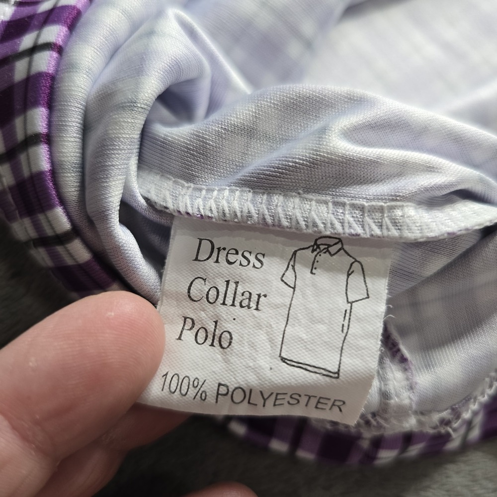 Men's Purple Check Performance Polo - Picture 11 of 16